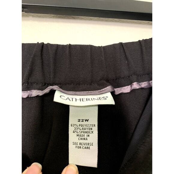 Catherines Black Pull On Elastic Waist Pants Womens Sz 22W Career Straight Leg - Picture 7 of 7